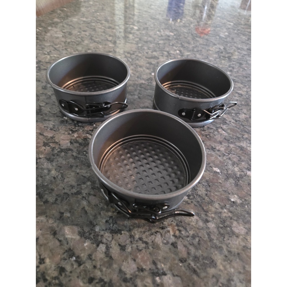 Mini Springform Pan Set of 3 Non-Stick 4.5 Inch Round Cheesecake Pans Dark Gray